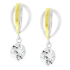 Two Tone Crown Cage Earrings w/ Dangle Solitaire